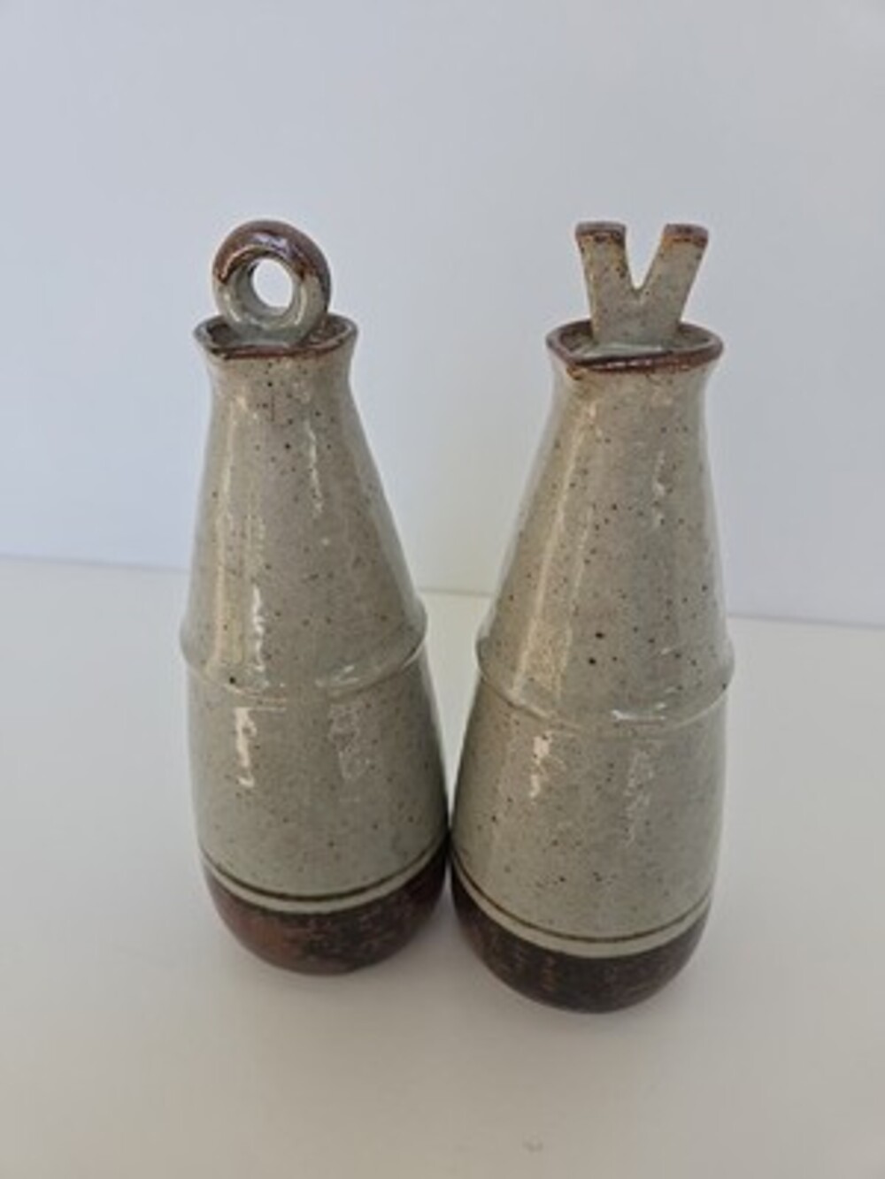 Vintage Otagiri Original Condiment Stoneware Oil Vinegar Set Ceramic